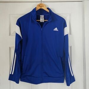 Adidas Boys Royal Blue Track Jacket with White Stripes Lg 14/16